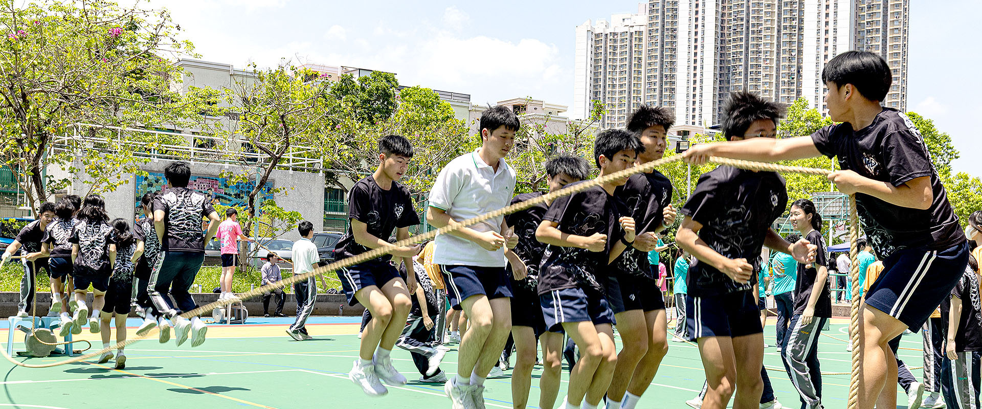 School track and field with students during sports day